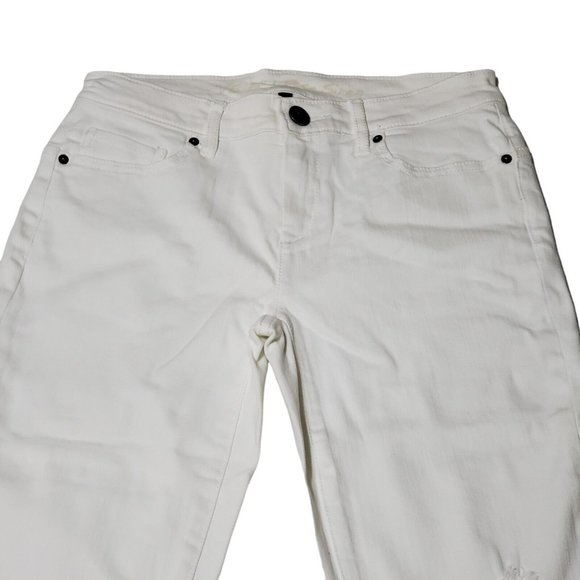 NWT Victoria's Secret Mid Rise Siren Skinny Jeans Size 0 White Distressed - Picture 3 of 8